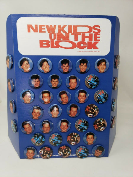 Vintage 1989 New Kids On The Block NKOTB 40 Pinback Button Display New Old Stock