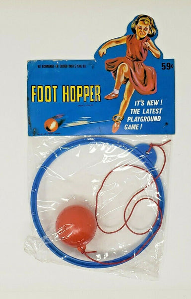 Vintage 1960's Dime Store Foot Hopper Original Packaging Hong Kong Blue U89