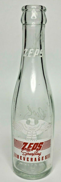 1972 Zeps Sparkling Bev ACL Soda Bottle 7 OZ Eagle Bottling Wilkes Barre PA B2-1