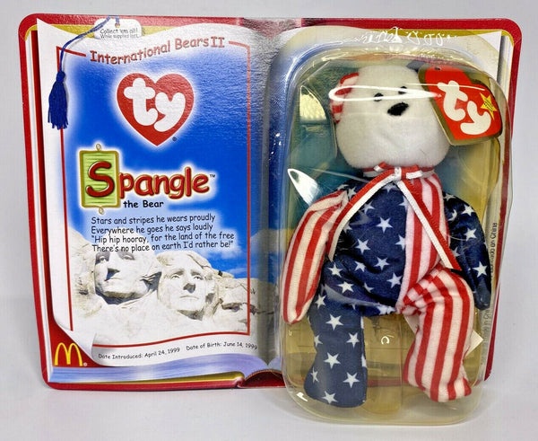 2000 Ty McDonalds Teenie Beanie Baby "Spangle" Retired Patriotic Bear BB12