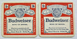 Vintage Budweiser Beer Coasters This Bud's For You Lot of 2 NOS 3.3/8" SQ PB175