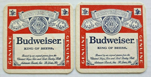 Vintage Budweiser Beer Coasters This Bud's For You Lot of 2 NOS 3.3/8" SQ PB175