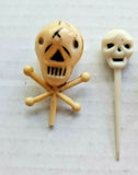 Vintage Halloween Cake Picks & Cupcake Toppers Lot of 4 Skulls