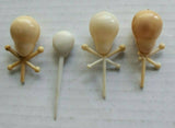 Vintage Halloween Cake Picks & Cupcake Toppers Lot of 4 Skulls