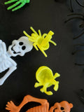 Vintage 28 piece Halloween Plastic Toy Spider Rings Skeletons 2 Piece Rings B176