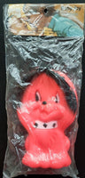 Vintage 1967 Baby Joy Toy Rubber Face Squeaking Baby Red Dog New Sealed U93