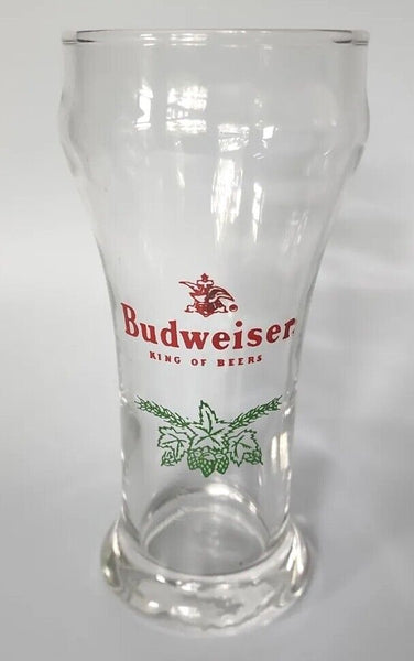 1980's Budweiser Hopps Print Pilsner Beer Glass Barware Man Cave 10oz U94