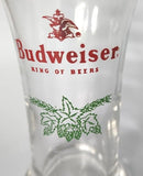 1980's Budweiser Hopps Print Pilsner Beer Glass Barware Man Cave 10oz U94