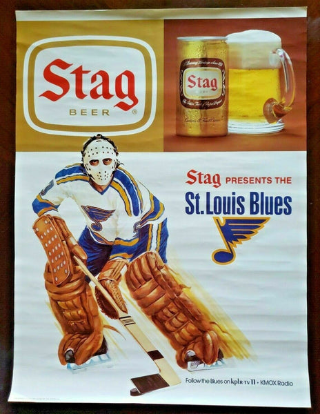 Vintage Stag Beer Presents 1975 St Louis Blues Hockey KPLR TV 11 Store Sign