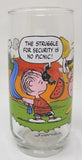 1980's Camp Snoopy Collection McDonald’s Drinking Glass Linus “No Picnic” W3