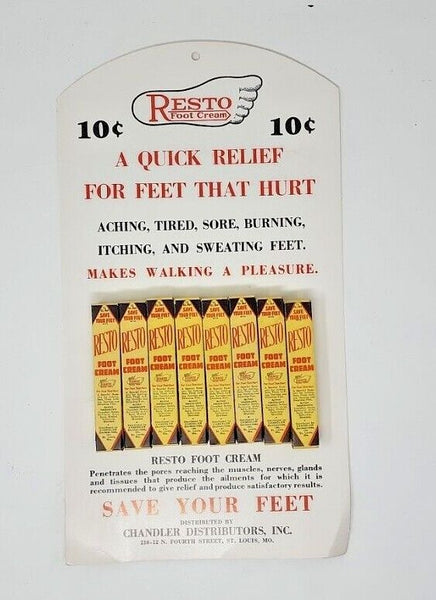 Vintage Chandler Empty Restro Foot Creme Medicine Box Display St Louis Mo NOS