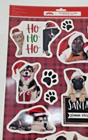 Christmas Window Clings Sticker Decals Holiday Decor Cat Dog Santa Paws Here U13