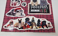 Christmas Window Clings Sticker Decals Holiday Decor Cat Dog Santa Paws Here U13