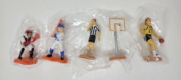 Vintage lot of 5 Cake Toppers Sports  Baseball Players Ref Basketball Hoop