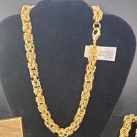 Premier Designs Gold Tone Chunky 18" Necklace and Bracelet Set NWT In Box PD2