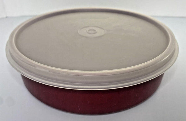 Vintage Tupperware Round Cereal Bowl Maroon Bowl 1405-23 w/ Lid SKU U48