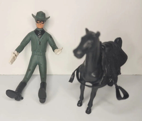 Vintage 1966 Lone Ranger  Lakeside Toys 6.5" Bendable American Hero & Horse BD9