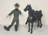 Vintage 1966 Lone Ranger  Lakeside Toys 6.5" Bendable American Hero & Horse BD9