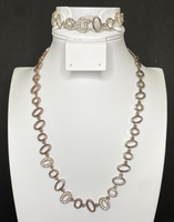 Premier Designs Jewelry Silver Tone Oval Rhinestone Necklace & Bracelet Set PD14