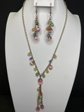 Premier Designs Jewelry Pastel Beaded Necklace 16" & Earrings Set SKU PD36