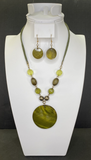 Premier Designs Jewelry Green & Brown Beaded Necklace & Earrings SKU PD45