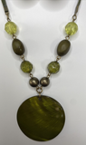 Premier Designs Jewelry Green & Brown Beaded Necklace & Earrings SKU PD45