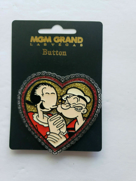 1998 MGM Grand Hotel Popeye and Olive Oyl Pin in a Heart Brand New U156