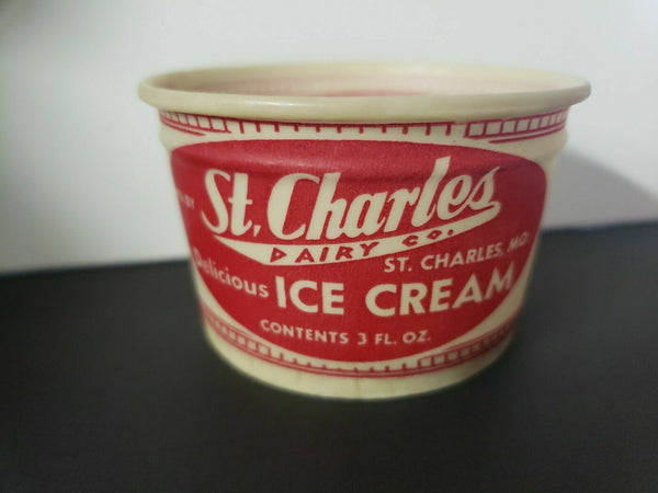 Vintage 3 St Charles Dairy Ice Cream 3 oz Waxed Cups St Charles Mo New Old Stock