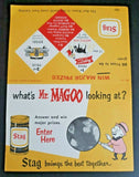 1955 Stag Beer Mr Magoo Flat Top Beer Can Edsel Car Carling Promo Table Top Sign