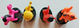 4 Vintage Push And Collapse Animal Toys New Old Stock Cat Dog Horse Bull 319