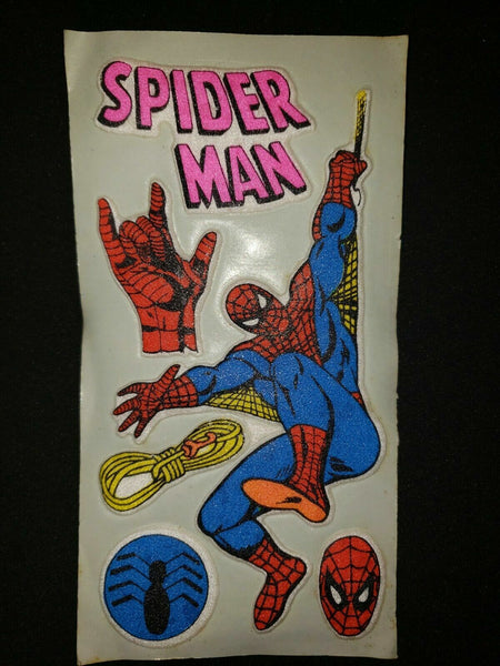 Vintage Spider Man DC Comics Super Hero Old Puffy Stickers Pink New Old Stock