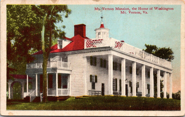 Mt. Vernon Mansion The Home of Washington Mt. Vernon VA Postcard PC18