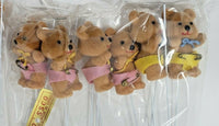 Vintage 12 Flocked Teddy Bear Cake Toppers Picks Pink Yellow Blue New in Package