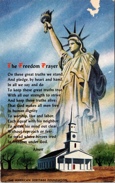 The Freedom Prayer The American Heritage Foundation Postcard PC155