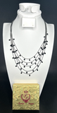 Premier Designs Jewelry Gunmetal Layerd Black Beaded Necklace SKU PD101