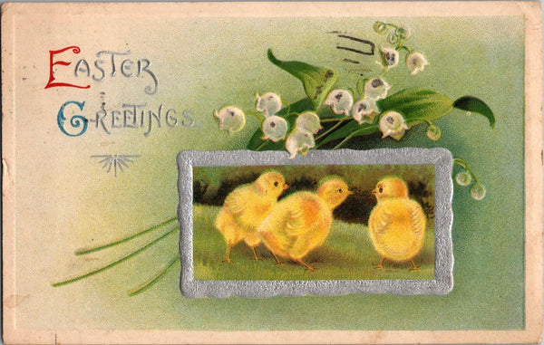 Easter Greetings Embossed Silver Detail Postcard PC42