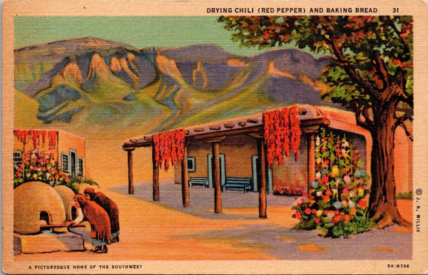 Drying Chili & Baking Bread A Picturesque Home of the Southwest Postcard PC191
