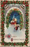 A Merry Christmas Embossed Silver Detail Postcard PC39