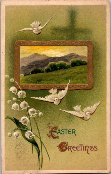 Easter Greetings Embossed Postcard PC38