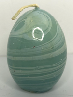 Vintage HSI Blue Green Swirl Easter Egg Candle 2.5" SKU H344