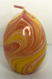 Vintage HSI Yellow and Pink Swirl Easter Egg Candle 2.5" SKU H342