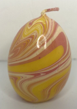 Vintage HSI Yellow and Pink Swirl Easter Egg Candle 2.5" SKU H342