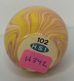 Vintage HSI Yellow and Pink Swirl Easter Egg Candle 2.5" SKU H342