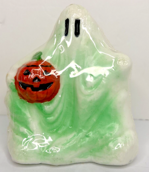 Vintage Halloween Ghost and Pumpkin Candle New in Packaging 4.5" SKU H443