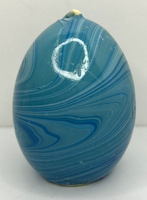 Vintage HSI Blue Marble Swirl Easter Egg Candle 2.5" SKU H357