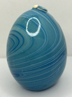 Vintage HSI Blue Marble Swirl Easter Egg Candle 2.5" SKU H357