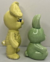 Vtg Russ Green Bunny Hug Somebunny 3" & Unbranded Yellow Bunny 4" Figures lot 2