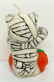 Vintage Russ Halloween Mummy Bear Candle 2.25" SKU H481