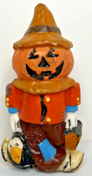 Vintage Halloween Pumpkin Scarecrow Candle 5.5" SKU H467