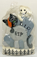 Vintage Halloween Cat Ghost Graveyard Candle New in Packaging 5" SKU H498